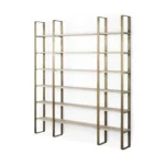 Goldoma Natural Iron and Solid Wood 6 Tier Bookcase in a living room