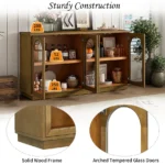 Goldoma modern 2ft solid wood sideboard with glass doors in living room