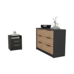 Goldoma 2-Piece King Size Farmhouse Bedroom Set in Black and Gray with Storage – styled in a modern Living Room Storage
