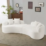 Goldoma curved modular sofa set in corduroy upholstery, ideal for small living rooms