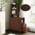 Goldoma adjustable end table with drawer and open shelf in natural rosewood finish