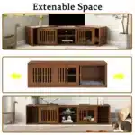 Goldoma Mid-Century Walnut TV Stand with Cat House and Extendable Table – styled in a modern TV Stands setting