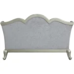 Goldoma Light Gray and Champagne Linen Damask Loveseat with Toss Pillows – top view