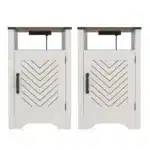 Goldoma Farmhouse Nightstand with Charging Station - Wooden Rustic End Table – side view