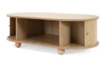 Goldoma solid oak side table adjustable height oval modern retro console table for living room