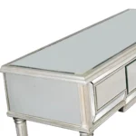 Goldoma Silver Leaf Antiqued Mirrored Console Table with leafy metalwork design - perfect entryway table