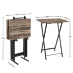 Goldoma 5-Piece Folding TV Tray Table Set in slate finish, nested together in a space-saving design