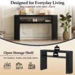 Goldoma Modern Fluted Console Table with open shelf in living room – eco-friendly solid wood and MDF fluted console table
