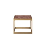 16" HMS Rectangular End Table in Brass with Warm Brown Leather Console Tables Product