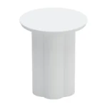 Goldoma white aluminum pedestal end table 19 inch round table for living room side table