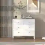 Goldoma White 4-Drawer Kids Dresser with Lighted Mirror - Solid Wood Storage for Nursery & Bedroom – side view