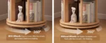 Goldoma 6-Tier Rotating Bookshelf – solid wood rotating bookcase with adjustable shelves and lockable wheels in a modern home setting