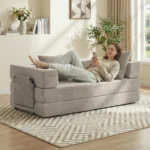 Goldoma modular corduroy sofa bed 2-seater in modern living room