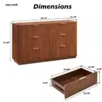 Goldoma 6-Drawer Solid Wood Dresser TV Stand - 55" Wide Oak Wave Design – base detail