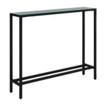 Goldoma 36 inch black mirrored glass console table for entryway with reflective glass top and modern design