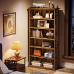Goldoma 6-Tier Tall Bookshelf 75-Inch with Adjustable Shelves in Brown Finish
