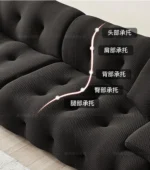 Goldoma Nordic corner sofa in black fabric - modern L-shaped couch for living room
