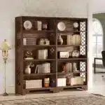 Goldoma 6-Tier Industrial Bookcase, 71 Inch Tall Bookshelf with X-Design, Floor Standing 5 Shelf Display Storage for Living