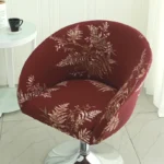 Goldoma semi-circular chair cover on a curved dining chair – stretch knit slipcover protects and decorates