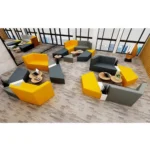 Goldoma Modular Break Out Sofa in a modern office lounge setting showing ergonomic back support and commercial-grade fabric