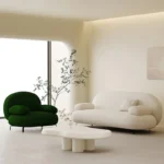 Goldoma semi circle sectional sofa in modern lamb wool fabric for hotel lobby or living room
