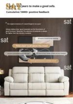 Modern PU leather electric recliner sofa set with wooden frame three-seater functional furniture - Image 9