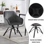 Goldoma velvet swivel dining chairs set of 2 in cream, featuring 360 degree rotation and ergonomic design
