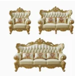 Goldoma genuine leather sofa set in yellow, European luxury living room furniture with modern design