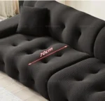 Goldoma Nordic corner sofa in black fabric - modern L-shaped couch for living room