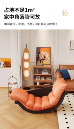 Goldoma modern curved leather sofa single seater living room chair in neutral tone