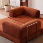 Goldoma velvet sectional sofa in living room - modern L-shaped corduroy couch with soft velvet upholstery and high-resilience sponge filling