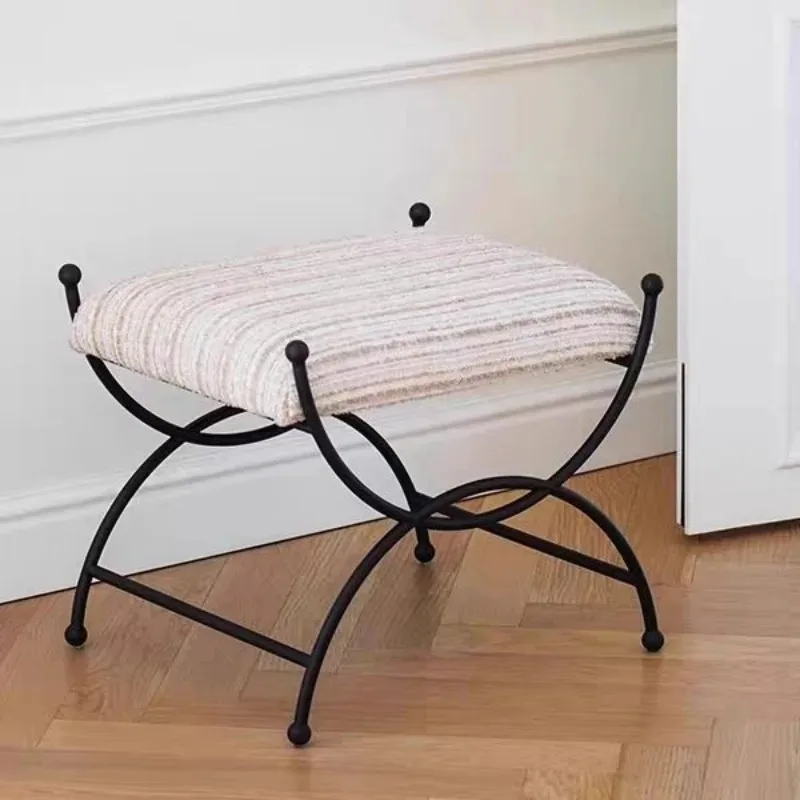S11f194ef8d5442d48417ff68246af572c.webp Goldoma compact jacquard footstool with metal frame, modern ottoman for living room and bedroom