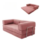 Goldoma velvet sectional sofa in living room - modern L-shaped corduroy couch with soft velvet upholstery and high-resilience sponge filling