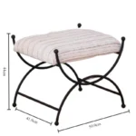 Goldoma compact jacquard footstool with metal frame, modern ottoman for living room and bedroom