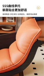 Goldoma modern curved leather sofa single seater living room chair in neutral tone