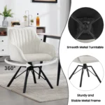 Goldoma velvet swivel dining chairs set of 2 in cream, featuring 360 degree rotation and ergonomic design