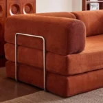 Goldoma velvet sectional sofa in living room - modern L-shaped corduroy couch with soft velvet upholstery and high-resilience sponge filling