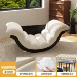 Goldoma modern curved leather sofa single seater living room chair in neutral tone