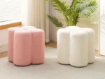 Goldoma wooden foot stool with cushion round petal design in living room