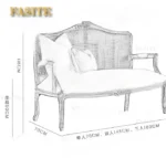 Goldoma French carved wood velvet single sofa in gold fabric with hand-carved details, ideal for living rooms