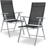 2PCS Foldable Lounge Chair Patio Folding Dining Chairs Aluminum Padded Adjustable High Back Lightweight Lawn Chair, Load 120kg - Image 11