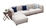 Goldoma Scandinavian Fabric Office Sofa – modern settee with wood frame and eco-friendly fabric for office or living room
