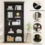 Goldoma 6-Tier Industrial Bookcase, 71 Inch Tall Bookshelf with X-Design, Floor Standing 5 Shelf Display Storage for Living