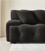 Goldoma Nordic corner sofa in black fabric - modern L-shaped couch for living room