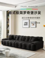 Goldoma Nordic corner sofa in black fabric - modern L-shaped couch for living room