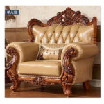 Goldoma genuine leather sofa set in yellow, European luxury living room furniture with modern design