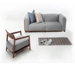 Goldoma Scandinavian Fabric Office Sofa – modern settee with wood frame and eco-friendly fabric for office or living room