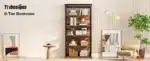 Goldoma 6-Tier Industrial Bookcase, 71 Inch Tall Bookshelf with X-Design, Floor Standing 5 Shelf Display Storage for Living