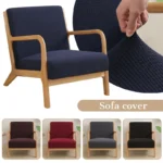 Goldoma stretch armchair slipcover with zipper in a living room, showing a snug fit on a standard armchair