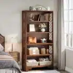 Goldoma 6-Tier Industrial Bookcase, 71 Inch Tall Bookshelf with X-Design, Floor Standing 5 Shelf Display Storage for Living